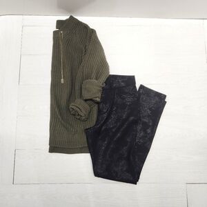 Ponte Camo Faux Leather Look Pants